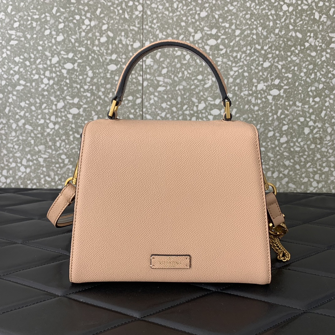 Valentino Garavani Vsling Small Handbag in Nude Pink Grainy Calfskin 